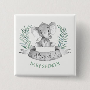 Watercolor Elephant Baby Shower Button