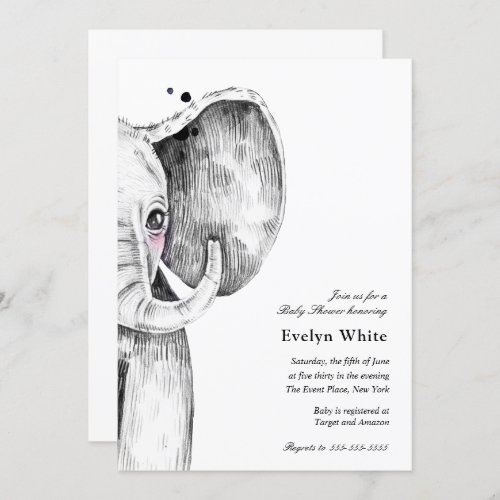 Watercolor Elephant  Baby Shower invitation