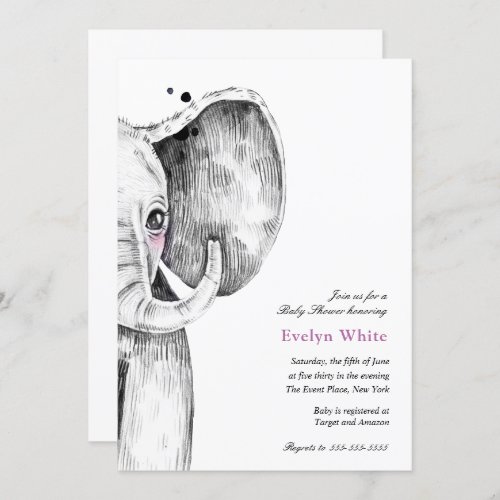 Watercolor Elephant  Baby Shower invitation