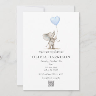 Watercolor Elephant Baby Shower Invitation
