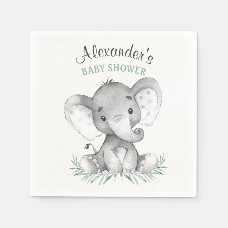 Watercolor Elephant Baby Shower Napkins Zazzle