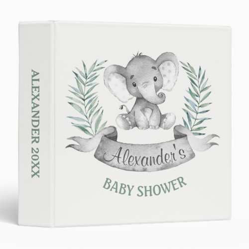 Watercolor Elephant Baby Shower Photo Album Binder
