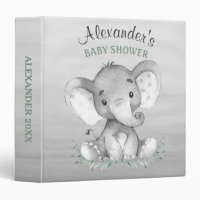 Watercolor Elephant Baby Shower Photo Album Binder