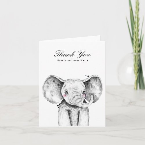 Watercolor Elephant  Baby Shower Thank You card