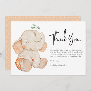Watercolor Elephant Baby Shower Thank You Card