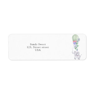 Watercolor Elephant balloon Label