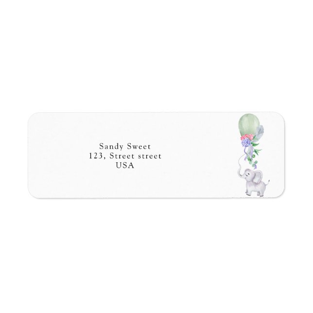 Watercolor Elephant balloon Label (Front)