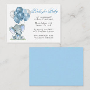 Watercolor Elephant Balloons Blue Books For Baby Enclosure Card
