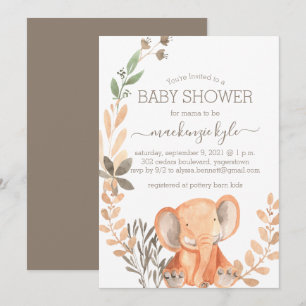 Watercolor Elephant Boho Safari Baby Shower
