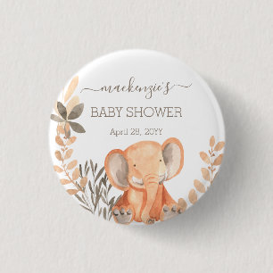 Watercolor Elephant Boho Safari  Button
