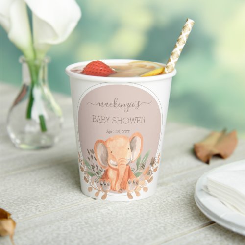 Watercolor Elephant Boho Safari  Paper Cups