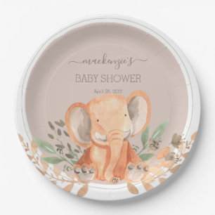 Watercolor Elephant Boho Safari  Paper Plates