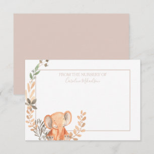 Watercolor Elephant Boho Safari   Thank You Card