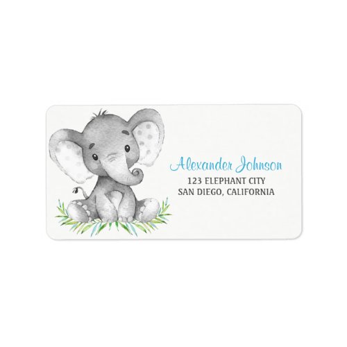 Watercolor Elephant Boy Label