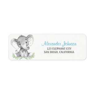 Watercolor Elephant Boy Label