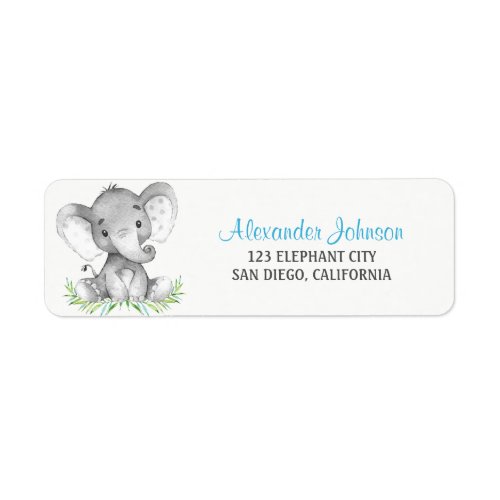 Watercolor Elephant Boy Label