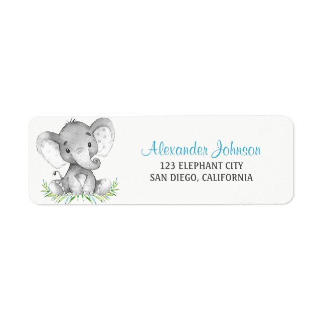 Watercolor Elephant Boy Label (Front)