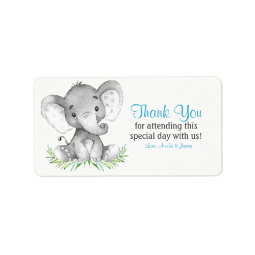 Watercolor Elephant Boy Thank You Label