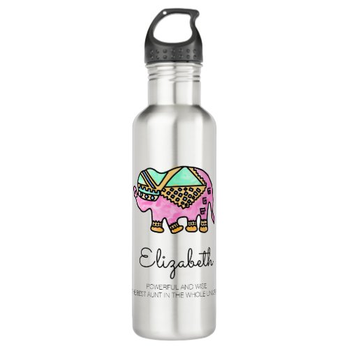 Watercolor elephant colorful modern personalized stainless steel water bottle