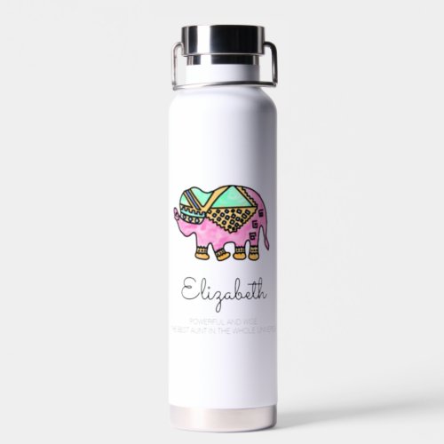 Watercolor elephant colorful modern personalized w water bottle