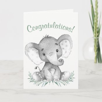 Watercolor Elephant Congratulations Card by SpecialOccasionCards at Zazzle