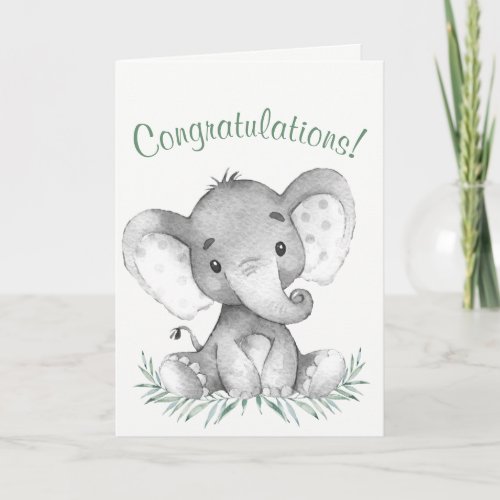 Watercolor Elephant Congratulations Card