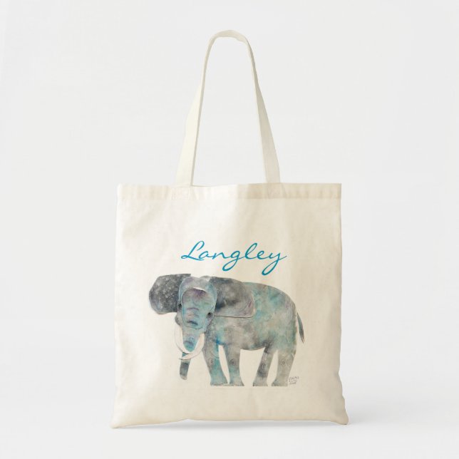 Watercolor ELEPHANT cutting tote (Front)