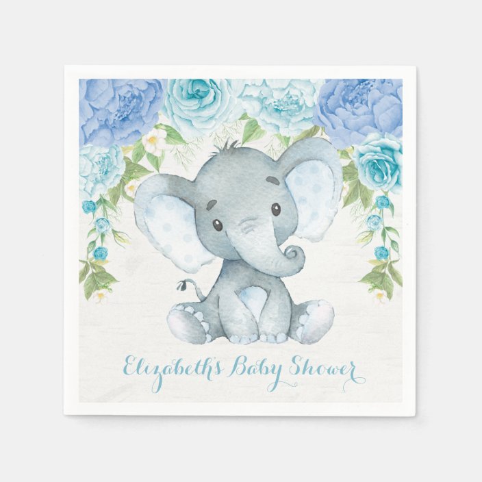 elephant baby shower plates and napkins