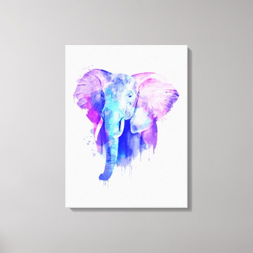 Watercolor Elephant Elephan Canvas Print