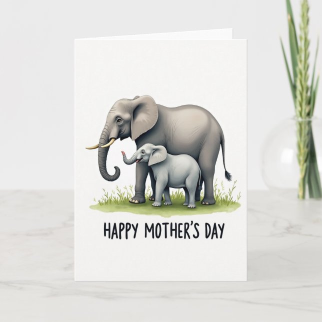 Watercolor Elephant Family Card (Front)