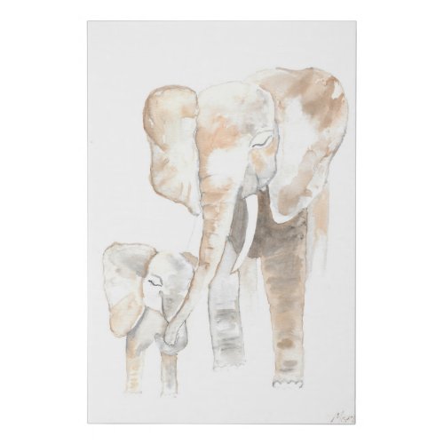 Watercolor Elephant Faux Canvas Print