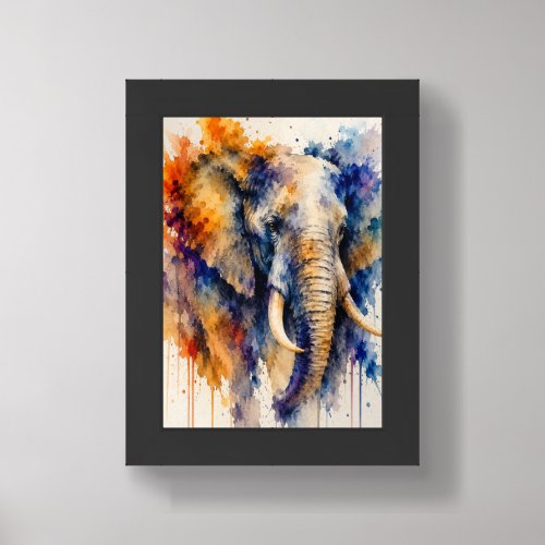 Watercolor Elephant Framed Wall Art