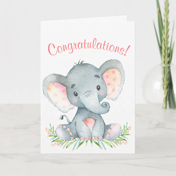 elephant Details about   New baby girl greeting card NEW 