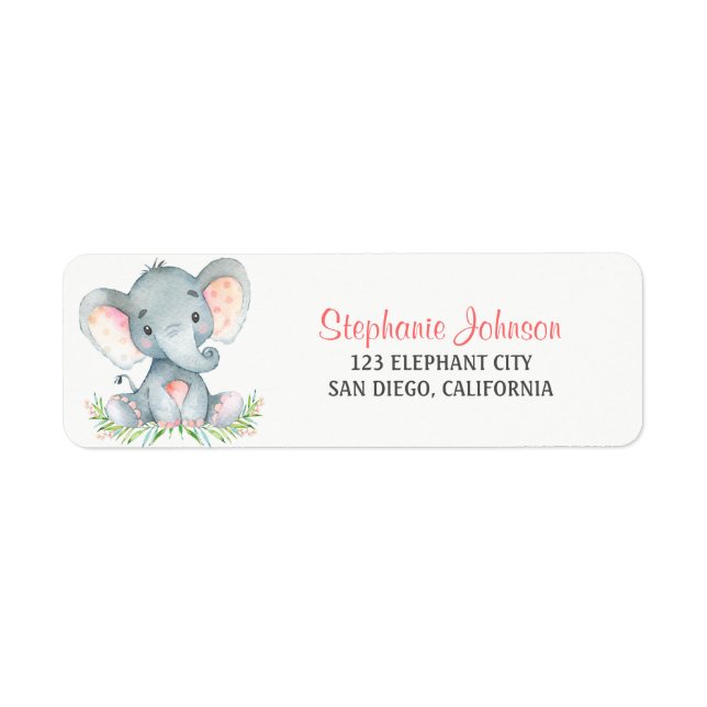 Watercolor Elephant Girl Label (Front)