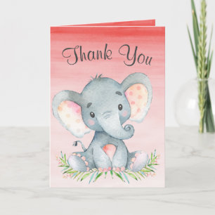 Watercolor Elephant Girl Thank You