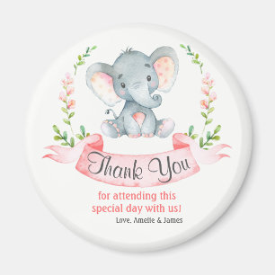 Watercolor Elephant Girl Thank You Magnet