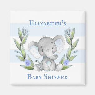 Watercolor Elephant Greenery Boy Baby Shower Magnet