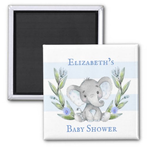 Watercolor Elephant Greenery Boy Baby Shower  Magnet
