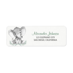 Watercolor Elephant Label