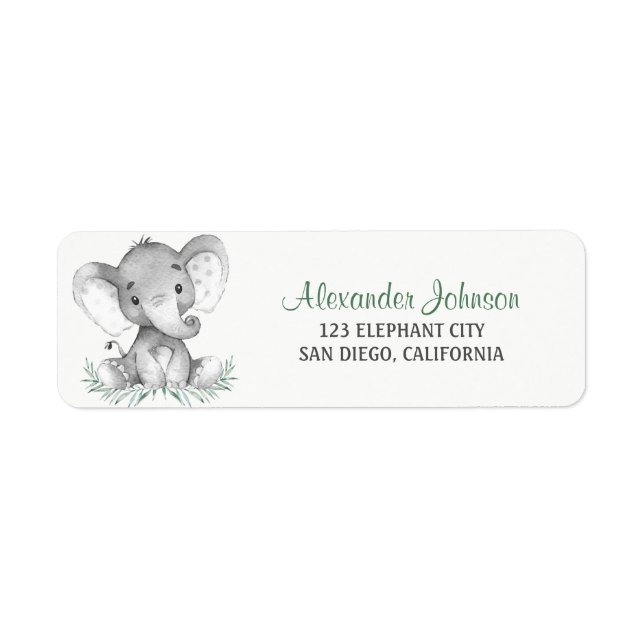 Watercolor Elephant Label (Front)