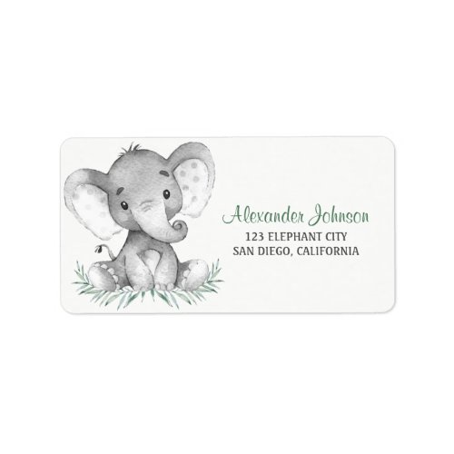 Watercolor Elephant Label