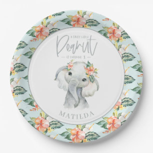 Watercolor elephant little peanut birthday party paper plates
