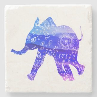 Watercolor Elephant Marble Stone Coaster