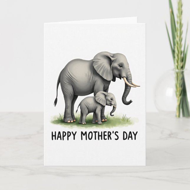 Watercolor Elephant Mom Card (Front)