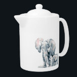 Watercolor Elephant Mother & Baby Animal art Teapot<br><div class="desc">Watercolor Elephant Mother & Baby Animal art</div>