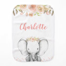 Watercolor Elephant Personalized Girl Baby Burp Cloth Watercolor Elephant Personalized Girl Baby Burp Cloth