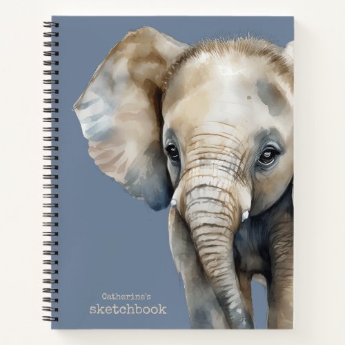 Watercolor Elephant Personalized Spiral Notebook