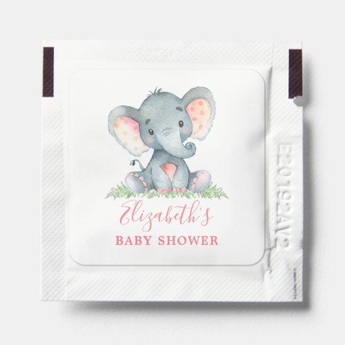 Watercolor Elephant Pink Baby Shower Hand Sanitizer Packet