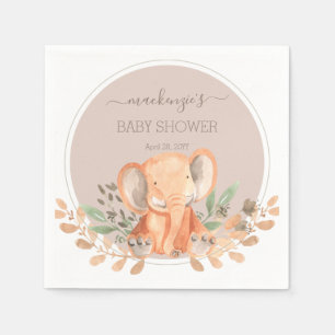 Watercolor Elephant Safari Baby Shower Napkins