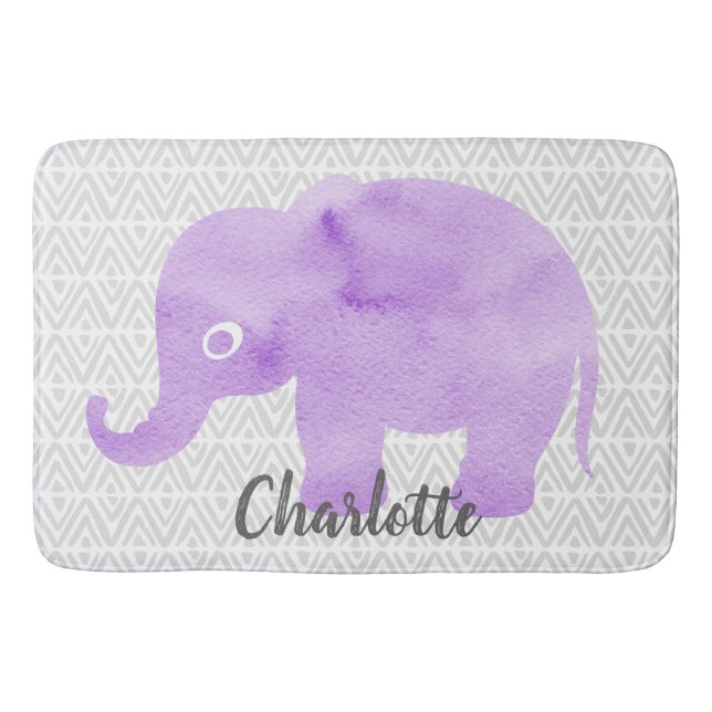 Watercolor Elephant Shibori Primitive Chevron Bathroom Mat (Front)